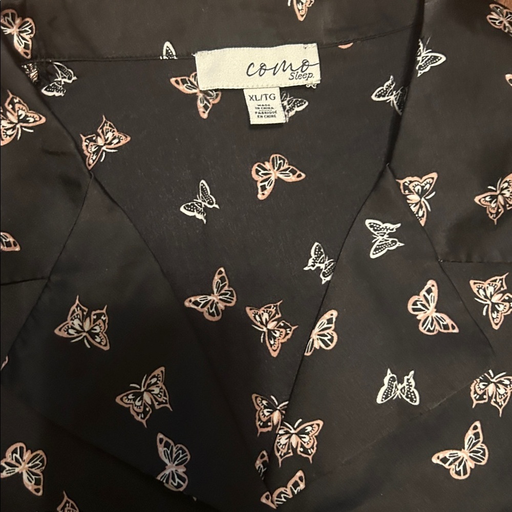 Como Sleep Ladies Whimsical Black Butterfly Print Pajama Set XL - Picture 2 of 2